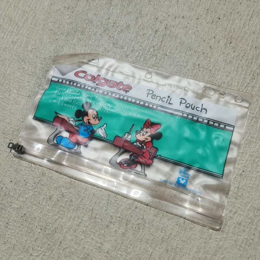 Vintage 1987 Disney × Colgate Mickey & Minnie Mouse Classroom Pencil Pouch